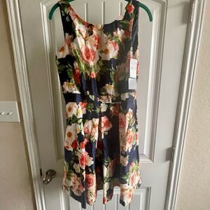 R & K Originals Blue Floral Sleeveless Fit & Flare Midi Dress; SZ 8; BNWT